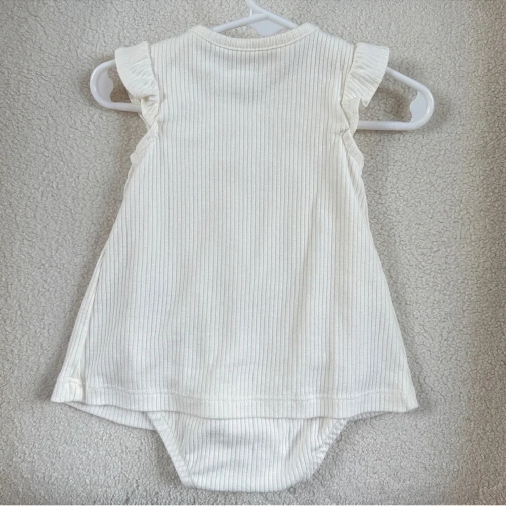 Ribbed Cream Dress and Gray Cardigan Set